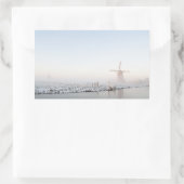 Windmolen in de sneeuw in de winterrechthoek stick rechthoekige sticker (Tas)