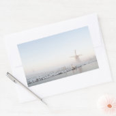 Windmolen in de sneeuw in de winterrechthoek stick rechthoekige sticker (Envelop)