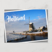 Windmolen in de sneeuw in een nederlands winterlan briefkaart (Voorkant)
