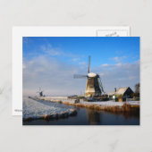 Windmolen in de sneeuw in een nederlands winterlan briefkaart (Voorkant / Achterkant)