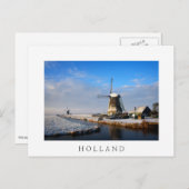 Windmolen in de sneeuw in een nederlands winterlan briefkaart (Voorkant / Achterkant)