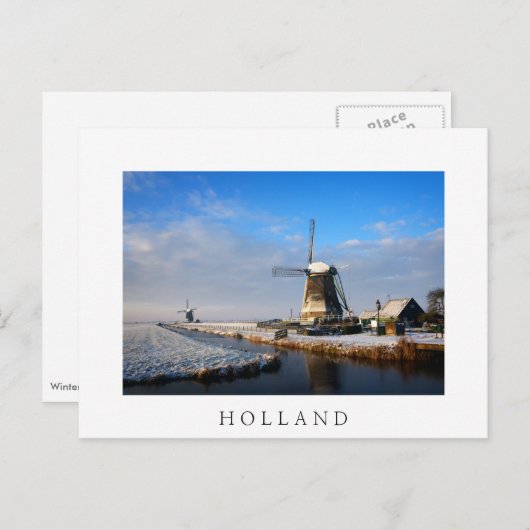 Windmolen in de sneeuw in een nederlands winterlan briefkaart (Voorkant / Achterkant)