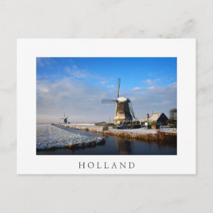 Windmolen in de sneeuw in een nederlands winterlan briefkaart