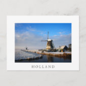 Windmolen in de sneeuw in een nederlands winterlan briefkaart (Voorkant)