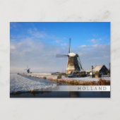 Windmolen in de sneeuw in een nederlands winterlan briefkaart (Voorkant)