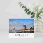 Windmolen in de sneeuw in een nederlands winterlan briefkaart (Staand voorkant)