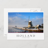 Windmolen in de sneeuw in een nederlands winterlan briefkaart (Voorkant / Achterkant)