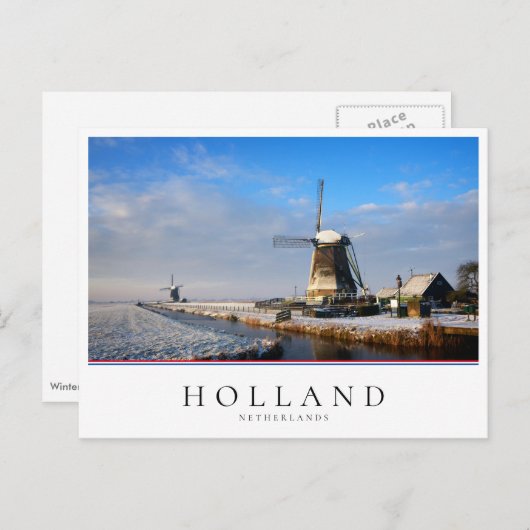 Windmolen in de sneeuw in een nederlands winterlan briefkaart (Voorkant / Achterkant)