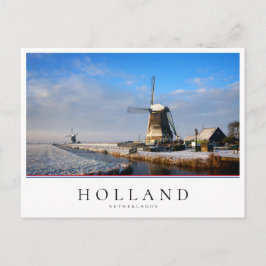 Windmolen in de sneeuw in een nederlands winterlan briefkaart