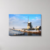 Windmolen in de sneeuw in een nederlands winterlan canvas afdruk (Voorkant)