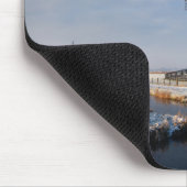 Windmolen in de sneeuw in een nederlands winterlan muismat (Hoek)