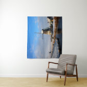 Windmolen in de sneeuw in een nederlands winterlan wandkleed (In situ)