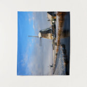 Windmolen in de sneeuw in een nederlands winterlan wandkleed (Voorkant)