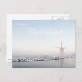 Windmolen in de sneeuw in het briefkaart "groeten" (Voorkant / Achterkant)