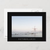 Windmolen in de sneeuw in het briefkaart met zwart (Voorkant / Achterkant)