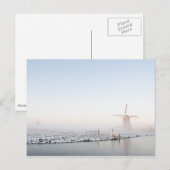 Windmolen in de sneeuw in het briefkaart van de wi (Voorkant / Achterkant)