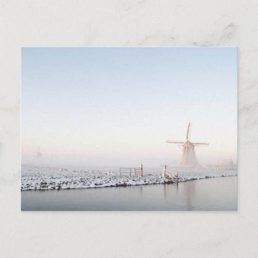 Windmolen in de sneeuw in het briefkaart van de wi (Voorkant)