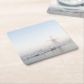 Windmolen in de sneeuw in het onderzetter van de w (Schuin)