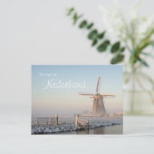 Windmolen in de winter bij zonsopgang nederlands b briefkaart (Staand voorkant)