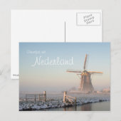 Windmolen in de winter bij zonsopgang nederlands b briefkaart (Voorkant / Achterkant)