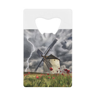 Windmolen in een Storm Creditkaart Flessenopener