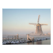 Windmolen in een winterlandschap foto afdruk (Voorkant)