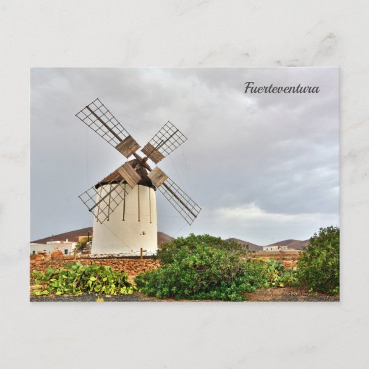 Windmolen in Fuerteventura. Briefkaart (Voorkant)