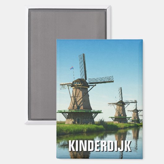 Windmolen in Kinderdijk Nederland Magneet (Voorkant / Achterkant)