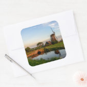 Windmolen in landelijke Holland vierkante sticker (Envelop)