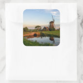 Windmolen in landelijke Holland vierkante sticker (Tas)