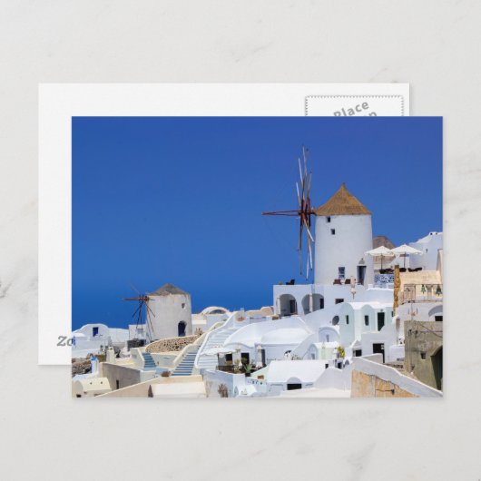 Windmolen in Oia, Santorini, Griekenland Briefkaart (Voorkant / Achterkant)