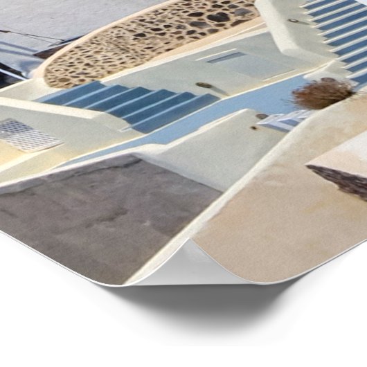 Windmolen in Oia, Santorini, Griekenland Poster (Hoek)