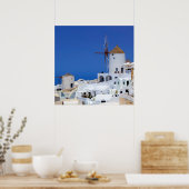 Windmolen in Oia, Santorini, Griekenland Poster (Keuken)