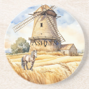 windmolen landpaard zandsteen onderzetter