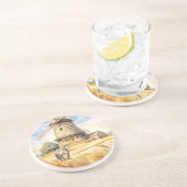 windmolen landpaard zandsteen onderzetter (Zijkant)