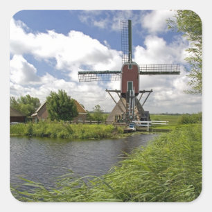 Windmolen langs een kanaal ten oosten van Leiden i Vierkante Sticker