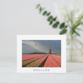 Windmolen met roze tulpen in de lente briefkaart (Staand voorkant)