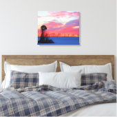 Windmolen met roze zonsopgang canvas afdruk (Insitu (Slaapkamer))