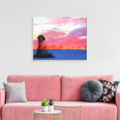 Windmolen met roze zonsopgang canvas afdruk (Insitu (Woonkamer))