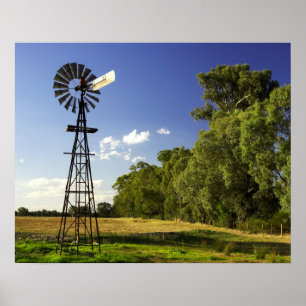 Windmolen nabij Hume Highway, Victoria, Australië Poster