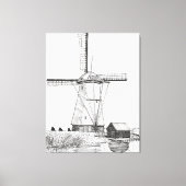 Windmolen Nederland Pen en illustratie inkt Canvas Afdruk (Voorkant)