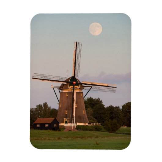 Windmolen onder een volle maan fotomagneet magneet (Verticaal)