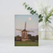 Windmolen onder volle maan briefkaart (Staand voorkant)