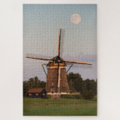 Windmolen onder volle maan legpuzzel (Verticaal)