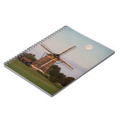 Windmolen onder volle maan notebook notitieboek (Linkerzijde)