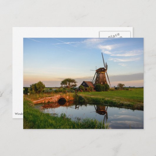 Windmolen op het platteland in het briefkaart Holl (Voorkant / Achterkant)