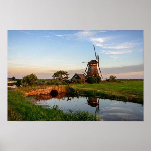 Windmolen op het platteland in het poster Holland (Voorkant)