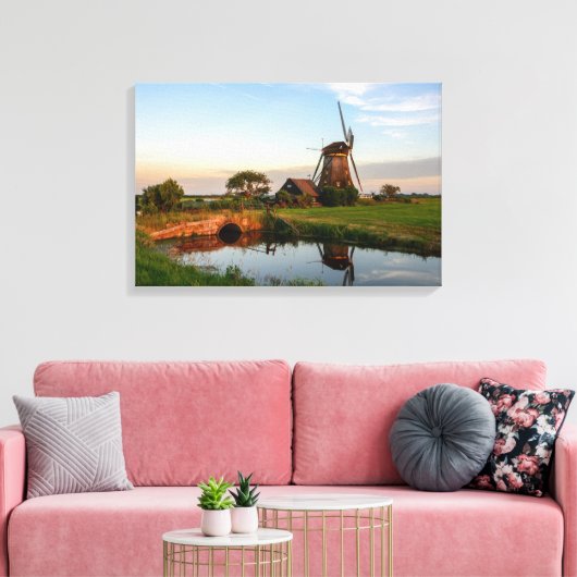 Windmolen op het platteland in Holland canvas (Insitu (Woonkamer))