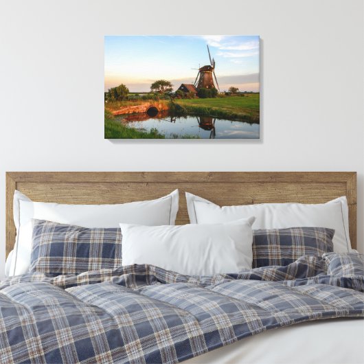 Windmolen op het platteland in Holland canvas (Insitu (Slaapkamer))