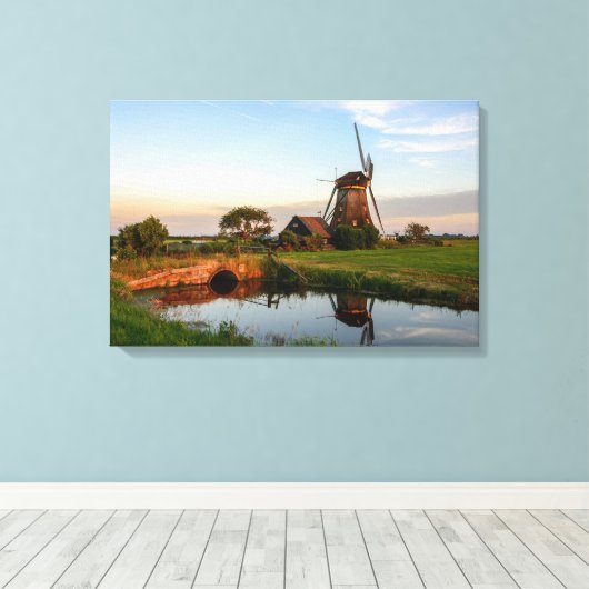 Windmolen op het platteland in Holland canvas (Insitu (Houten vloer))